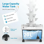 JESLED Hydroponic Tower with 5000K Full-Spectrum Grow Lights, Dual Timers for Auto Watering & Lighting, Hydroponics Growing System with 20L Water Tank, High 66.2", Home Indoor Garden