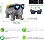 Solar Garden Outdoor Statues Elephant with Succulent and LED Lights –Outdoor Decor Ornament for Patio, Backyard, or Lawn – Gifts for Mom Grandma(9.06" D x 5.31" W x 5.71" H)