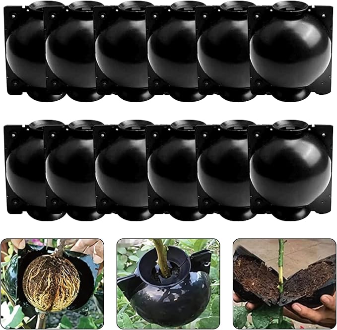 12 PCS Plant Root Growing Box, Reusable Air Layering Propagation Kit Rooting Ball Grafting Tools for Plant Propagation (4S+4M+4L)