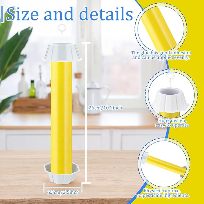 Qualirey 8 Pcs Fly Traps for Indoor Outdoor Hanging Fruit Fly Stick Trap Sticky Mosquito for Home Insect 10 x 2.5 Inches (Bright,Yellow)