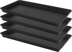 VUWEZ 4 Pack Plant Saucer Tray Rectangular, Plant Growing Nursery Trays, Heavy Sturdy Seed Starting Trays, Plants Starter Saucers for Indoors No Holes, Seed Starter Growing Tray (17.5"x10.6", Black)