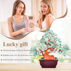 Feng Shui Quartz Crystal Money Tree Bonsai Style Decoration for Luck and Wealth (Green)