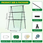 Cucumber Trellis, 31''X47'' A-Frame Cucumber Trellis for Raised Bed with Climbing Net, Metal Garden Trellis for Climbing Plants for Cucumber,Tomato, Grapes and Flowers