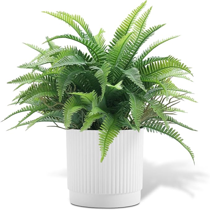 Coferset Small Fake Plant Fern Potted Artificial Plants for Shelf Desk Home Bathroom Farmhouse Room Office Kitchen Farmhouse Coffee Table Decor