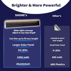 SHONELIGHTING Solar Step Lights for Outside, 33 Focused-Beam High-Brightness LEDs, Waterproof Aluminum Outdoor Stair Light for Risers, Curbsides, Poolsides, Planter Edges (Warm White, 8Pack)