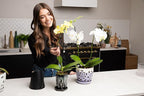 rePotme 4 x 6 inch Ceramic Orchid Pot (Honey Cream Over Coffee) - Hexagon Orchid Pot with Holes