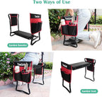 TomCare Garden Kneeler Seat Garden Bench Garden Stools Foldable Stool with Tool Bag Pouch EVA Foam Pad Outdoor Portable Kneeler Christmas Gardening Gifts for Women Men,Large 21.65"x10.62"x18.89",Black