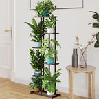 LINZINAR Plant Stand Metal 6 Tier 7 Potted Multiple Flower Pot Holder Shelf Indoor Outdoor Planter Display Shelving Unit for Patio Garden Corner Balcony Living Room Bronze