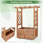 Giantex Raised Garden Bed with Sided Trellis & Roof, 31”x16”x41” Wood Elevated Planter Box, Freestanding Garden Planter Raised Bed for Flowers Herbs Climbing Vines,Brown,1