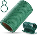 TELENT OUTDOORS 118 Feet Soft Plant Tie Green Twist Garden Ties with 20PCS Plant Clips for Plants Gardening Home Office Organization TPR Garden Ties Supplies with 2mm Diameter