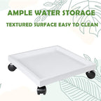 14.2 Inch Square Rolling Plant Caddy Saucer with Wheels, Heavy Duty Wheeled Planter Stand for Potted Plant, Coaster Roller Base Tray with Casters, Flower Pot Dolly Holder for Indoor Outdoor