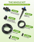 HIRALIY 50FT Garden Watering System, Drip Irrigation Kits for Plants, New Quick Connector, Blank Distribution Tubing, Saving Water Automatic Irrigation Equipment for Patio Lawn