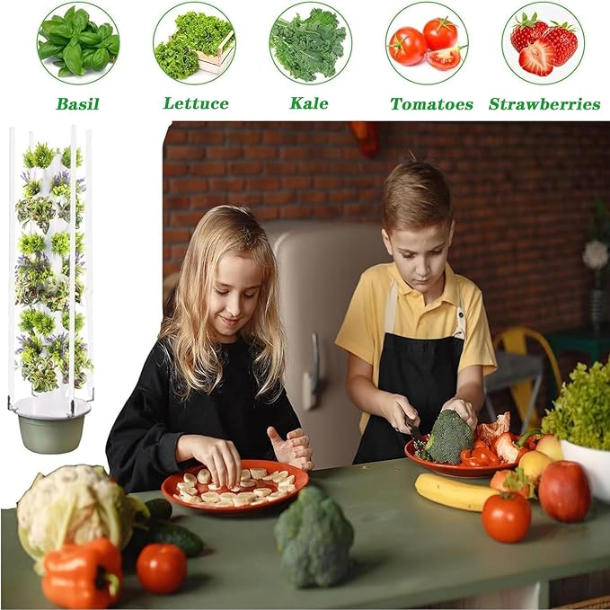 Plants Hydroponic Growing System Kit - Indoor Garden Vertical Hydroponic Tower with Water Pump, Soilless Growing of Herbs, Vegetables and Fruits,7 Layer