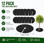 12 Pack 28 Inch Tree Mulch Rings, Non-Woven Weed Barrier Protector Circles, Round Plant Root Mat for Moisture Retention & Easy Installation