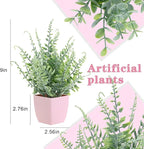 summer flower 2 Pack Small Fake Plants in Pink Pot Artificial Plant Eucalyptus Faux Potted Greenery Wheal Grass for Home Decor Indoor Bathroom Office Desk Shelf Bedroom Kitchen Cabinet Decorations