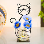 Desktop Glass Planter Vase Holder, Metal Cat Plant Terrarium Stand for Plants Creative Decorations for Home Patio Lawn Garden