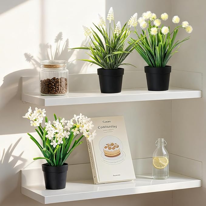 3 Pack Fake Small Plant Artificial Potted Flowers for Home Decor Fake Flower Plant Greenery Mini Faux Plant for Indoor Bedroom Living Room Office Shelf Bathroom Farmhouse Decor (Type 5)