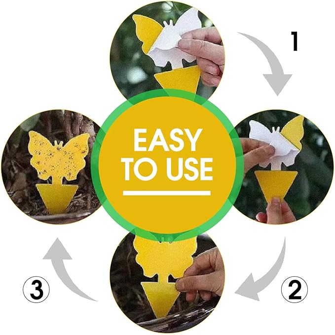 58 Pack Yellow Sticky Gnat Traps for Plants - Fungus Gnat Killer, Fruit Fly Traps for Indoors, Gnat Sticky Traps for Plants, Non-Toxic Kid and Pet Safe, Sunflower + Butterfly Shapes