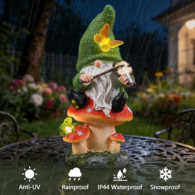 Solar Gnomes Garden Statue Decor for Mother's Father's Day,Gnome Figurines with LED Light for Garden Decorations for Patio Lawn Balcony Fairy Gardens Housewarming Gifts for Women Mom Grandma