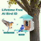 Bird Feeder with Camera, Smart Bird House with Cam for Outside, 2K HD Auto Record Video, AI Identification & Instant Alerts, Solar Powered, Bird Watching Cam for Dad Grandpa Birdlovers, Light Blue