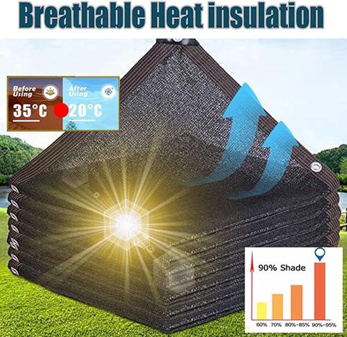 Sun Shades for Garden 2m by 2m Shading Net 90% Mesh Breathable Shade Cloth Sunscreen Heat-Insulating Shade for Balconies/greenhouses, Customizable Sizes,black-5x7m