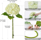ZYTUYO 3PCS Cream Hydrangeas Artificial Flower 21" Real Touch Faux Latex Fake Hydrangeas Silk Bouquet for Home Kitchen Living Room Spring Table Office Wedding Party Arrangement