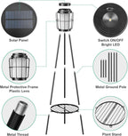 VISFLAIR 2 Pack Solar Lights with Plant Stand, Outdoor Floor Lamps, Waterproof Solar Powered Floor Lamps for Patio Deck Porch Yard Garden Decor