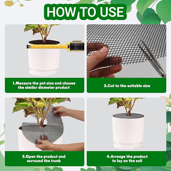 4-Pack Plant Pot Grids- 15.7 Inch Cuttable Mesh Plant Pot Soil Covers -Protectors from Animals - Plant Protector Ring for Indoor Outdoor Garden Plant Landscaping