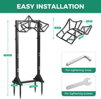 Garden Hose Holder Holds 160Ft Hoses, Heavy-Duty Freestanding Water Hose Stand with 2 Tool Hooks, Rustproof Hose Rack with 4 Spikes Hose Hanger Storage for Outside, Yard, Lawn