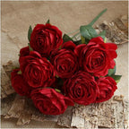 Flower Artificial, Artificial Silk Melaleuca Roses Wedding Photography Bouquets Valentine's Day Gift Home Living Room Simulation Flower Decoration(Gray Coffee)