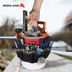 IRONLAND Bucket Tool Organizer Fit 3.5-5 Gallon Bucket, 51 Pockets, Bucket Tool Caddy Organization for Garden, Construction, Carpenter, Electrician, Welding, Builder Red & Black