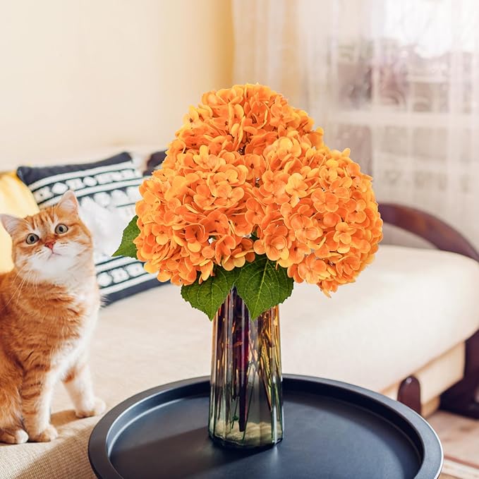 Leftover 3 Pcs Fall Hydrangea Artificial Flowers,21" Real Touch Faux Hydrangea Flowers and 3 PCS Butterflies Fall Hydrangea Stems,Fall Floral Arrangement Centerpiece Table,Wedding,Home Decor