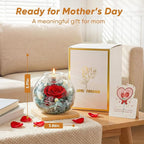Preserved Real Rose in Glass with Scented Candles for Mom Her Wife Girlfriend Grandma Birthday Anniversary Romantic