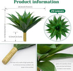 2 Pack Artificial Agave Plants 28 Inch Large Size Faux Succulent Stems Outdoor Decorating Realistic UV Resistant Tropical Plant Plantas Artificiales Decorativas Grandes - 29 Leaves, Dark Green