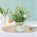 Yoratee 4pcs Artificial Pot Flowers Small Fake Plants with Pot Mini Potted Plants for House Office Tabletop Decoration