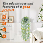 Freyalife 1Pcs Fake Plants Eucalyptus,Artificial Potted Faux Hanging Plants for Vintage Boho Home Living Bedroom Kitchen Farmhouse Bathroom Office Desk Book Shelf Wall Room Accessories Decor Indoor