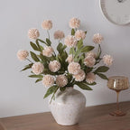 VIERENA 6 Pcs Faux Silk Pompon Mum Artificial Flowers for Vase -27", Bulk Fake Chrysanth Branches with Stems for DIY Bouquet Centerpieces Wedding Fillers Arrangements Shower Decorations (Beige)