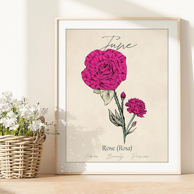 June Birth Flower Art Print - 11x14 (Unframed) | Capturing the Splendor of the June Birth Flower | Decor Accent for Birthdays and Special Occasions | Living Room Decor | Modern Home Decor