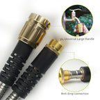 50FT Metal Garden Hose - Stainless Steel, Heavy Duty, Flexible & Lightweight, Never Kink and Tangle, with 10-Function Nozzle, Pressure Resistant for Outdoor Use (Yellow)