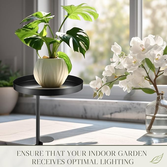 Teenyyou 1 Pcs Window Sill Plant Shelf 7.9''D x 14.2''H Adjustable Window Shelf Windowsill Clamp Tray for Indoor Plants Metal Windowsill Extension Tray Planter Floating Shelves for Indoor Outdoor