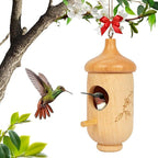 Hummingbird House, Small Hummingbird Houses for Outside, Wooden Bird House with Bow, String, Cute Gardening Gifts Home Decoration