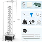 JESLED Hydroponic Tower with 5000K Full-Spectrum Grow Lights, Dual Timers for Auto Watering & Lighting, Hydroponics Growing System with 20L Water Tank, High 66.2", Home Indoor Garden
