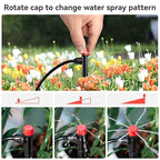 Drip Irrigation Emitters for 1/4" Drip Irrigation Tubing - Adjustable 360 Degree Water Flow Drippers on 5" Arrow Stake for Garden Watering System (25pcs Drip Emitters with Lock Barbed)