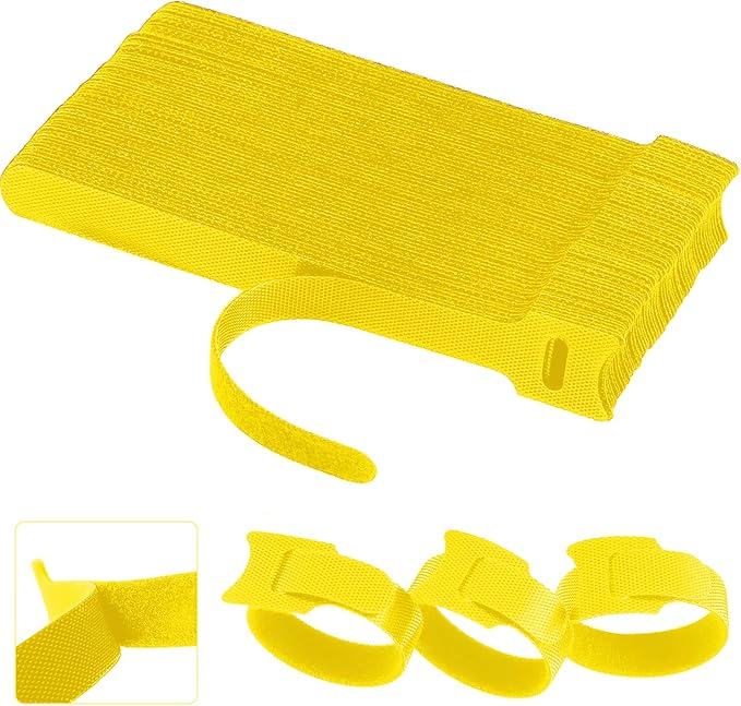California JOS 60 PCS 6 Inches Reusable Cable Ties, Adjustable Cord Straps, Cable Organizer, Cord Wrap and Hook Loop Cords Management -yellow