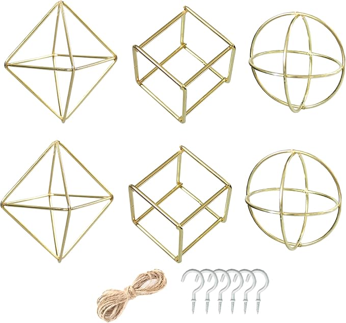ZOOELAY Mini Air Plants Holders Metal Geometric Hanging Airplants Plant Hanger Airfens Display Stand Planter Hanging Airplants Frame Decor 6PCS