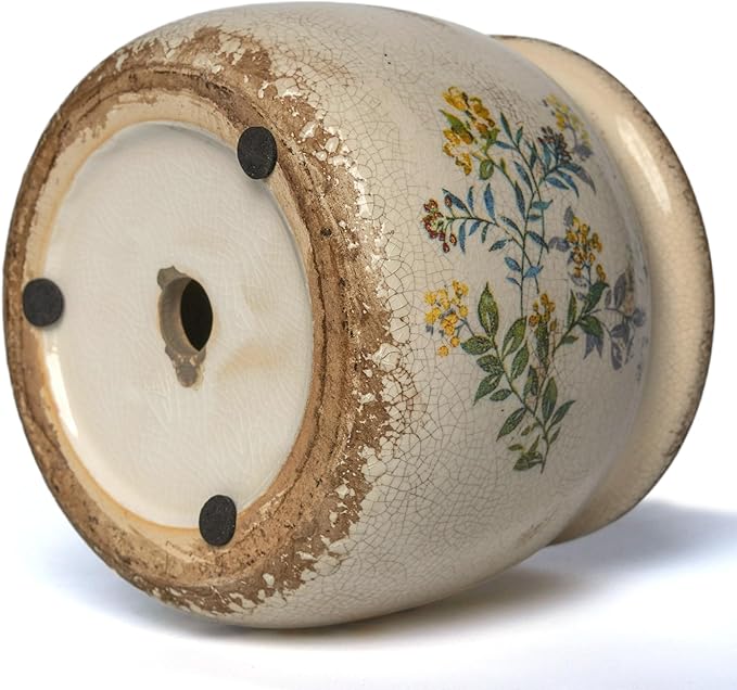 Dosayes Vintage Ceramic Ice Crack Flower Pot with Drainage Holes, Country Rustic Planters for Indoor and Outdoor,Tuscan Decor,Home,Living Room, Garden Decor, Gardening Gift (English)