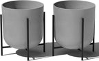 Veradek Mason Series Raised Lima Planter - Round Planter for Patio/Balcony | Plastic-Stone Composite w/Metal Plant Stand | Modern Décor for Plants