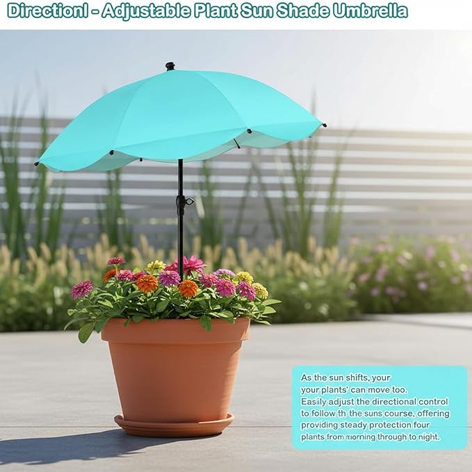 3 Pack Plant Umbrellas for Outdoor Plants, 40" Adjustable Patio Umbrella with Alloy Pole 3-Color Sun Shade for Potted Plants and Garden Decor Plant Tools