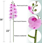 Htmeing 38 Inch Artificial Phalaenopsis Flowers Branches Real Touch (Not Silk) Orchids Flowers for Home Office Wedding Decoration,Pack of 2 (Pink)