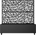Casaphoria Metal Raised Garden Bed with Trellis and Wheels, 47"x47"x16" Planter Box for Climbing Plants, Vegetables & Vines, Features Drainage Holes and Privacy Screen (Black-Net)